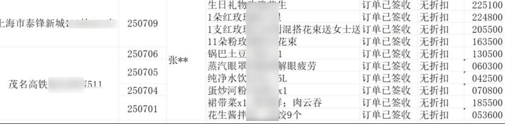 查询美团外卖订单的下单时间、配送地点及具体餐品信息